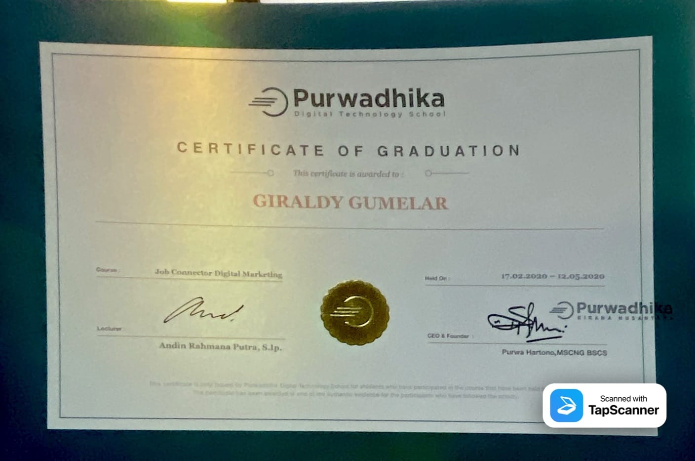 Certificate Giraldy Gumelar